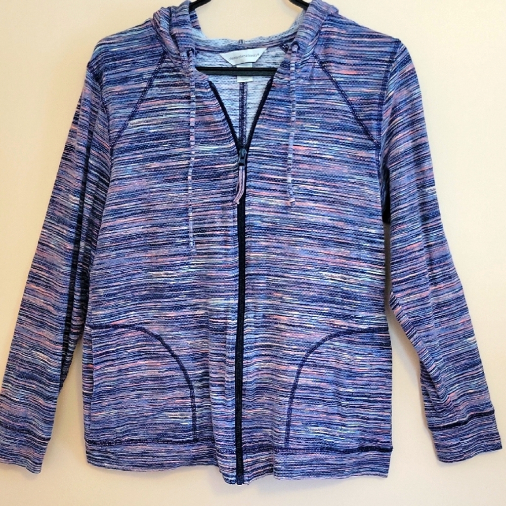 Christopher & Banks Women's Multicolor Zip-Up Hoodie
